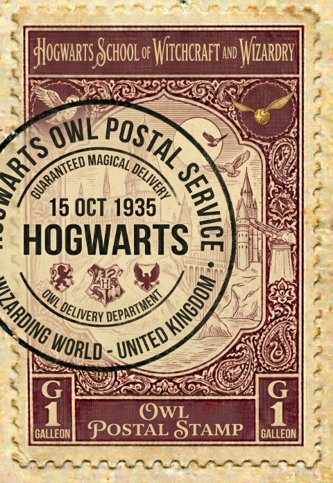 Postmarked stamp: Hogwarts