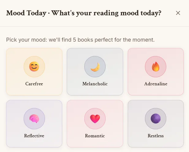 The six Mood Today moods